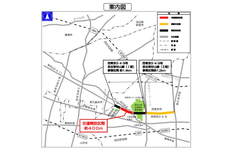新所沢街道の開通区間
