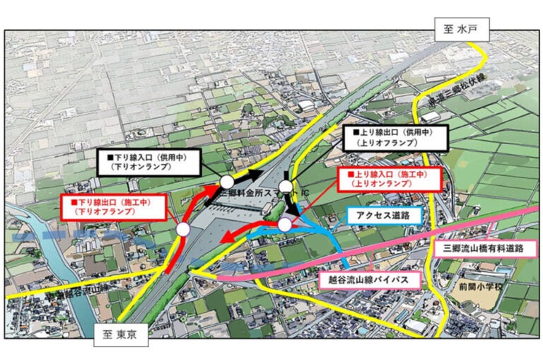 三郷料金所スマートICのフル化で4方向にアクセス可能に