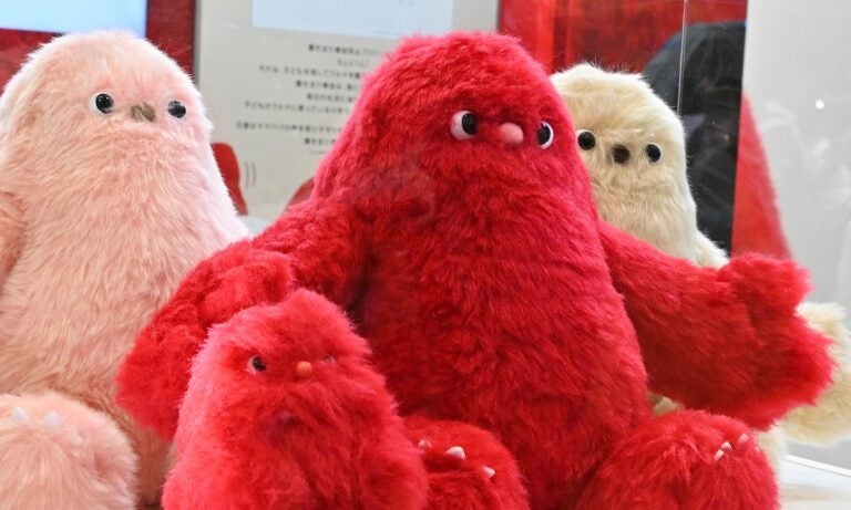 子守り支援ロボット「INTELLIGENT PUPPETイルヨ」のコンセプトモデル。手前の小さな方が「ベビー イルヨ」で、奥の大きな方が「イルヨ」。