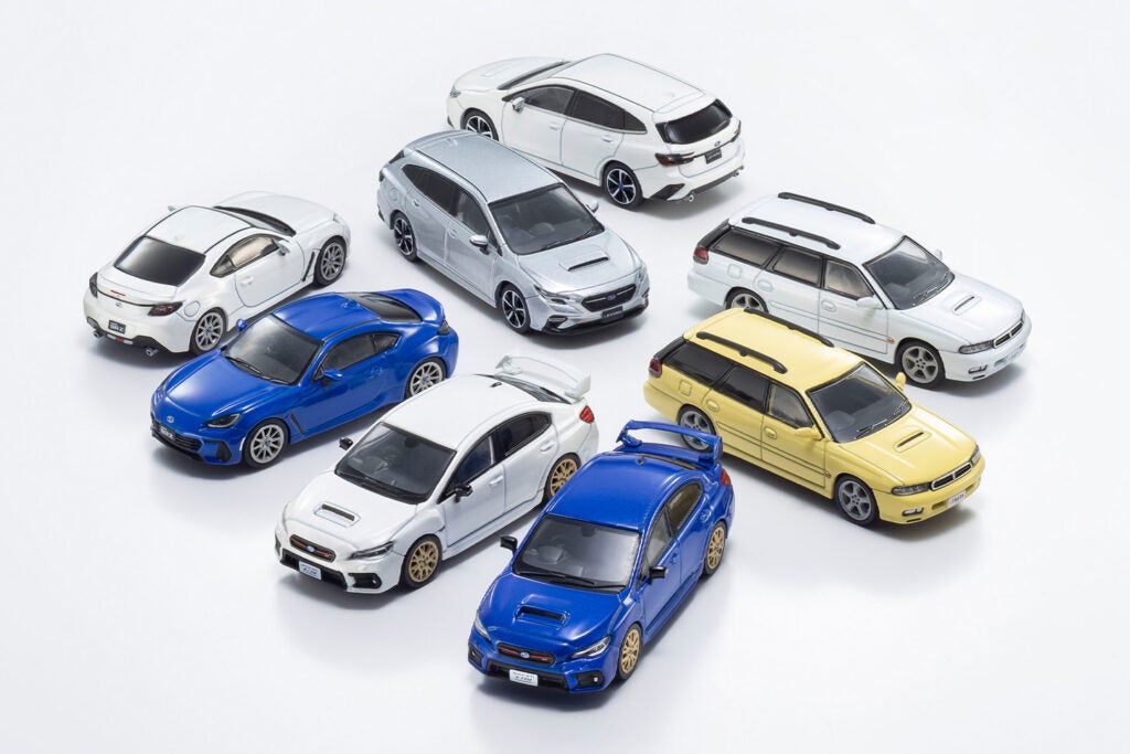 京商のミニカーにレガシィ、WRX、レヴォーグ、BRZがラインナップ