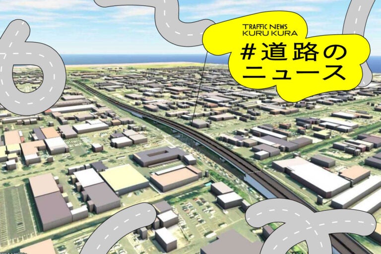 東北最大規模の交差点の立体化工事で高架を建設中