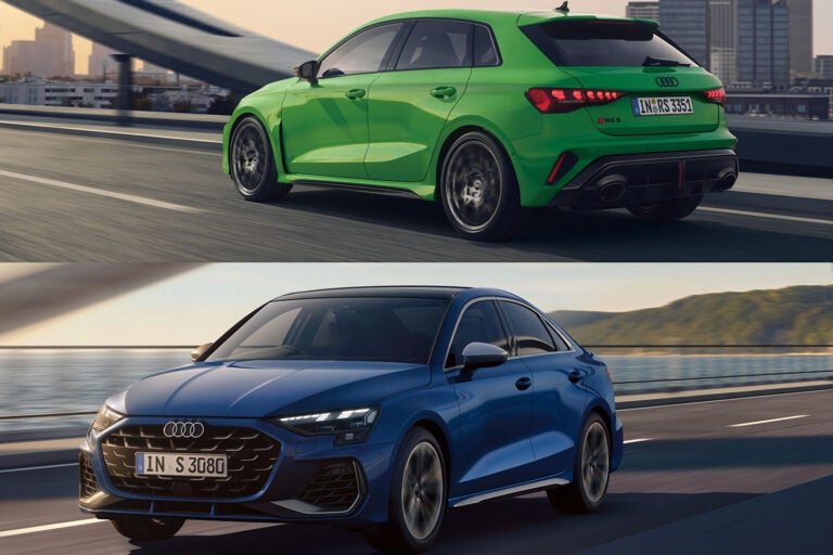 アウディ RS3 スポーツバック（上）、アウディ S3 セダン（下）