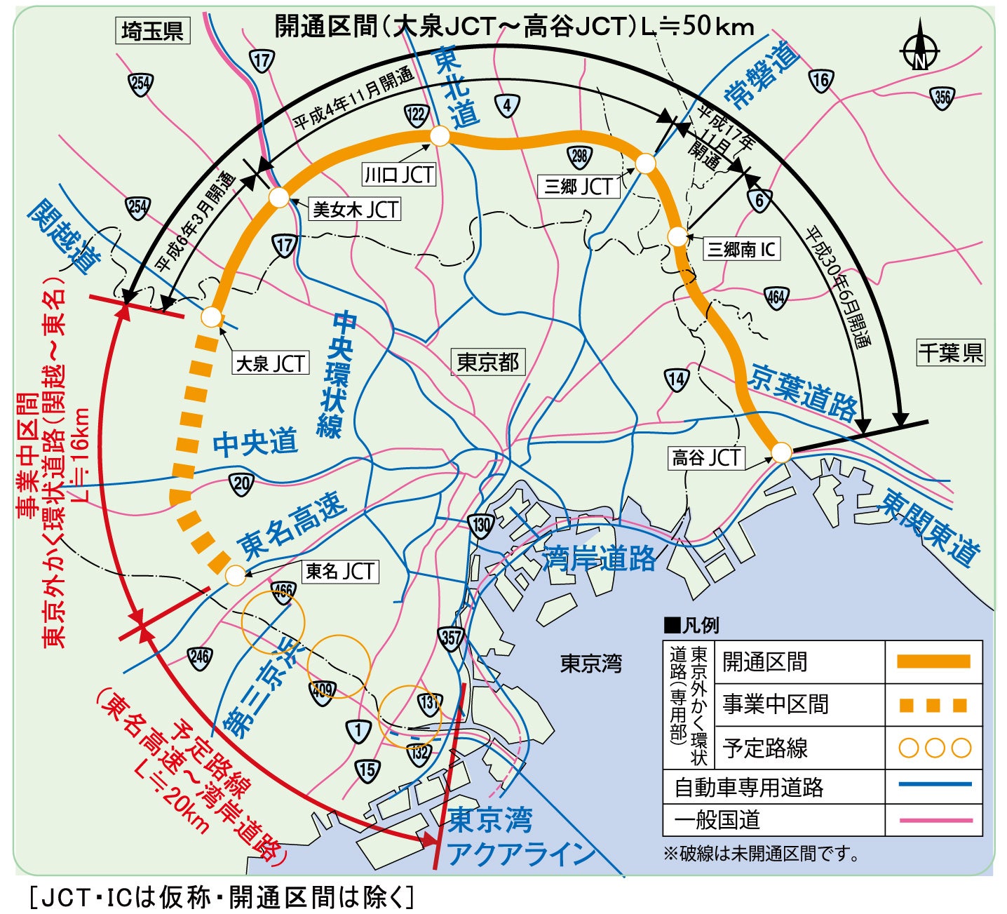 東京外かく環状道路の整備資料