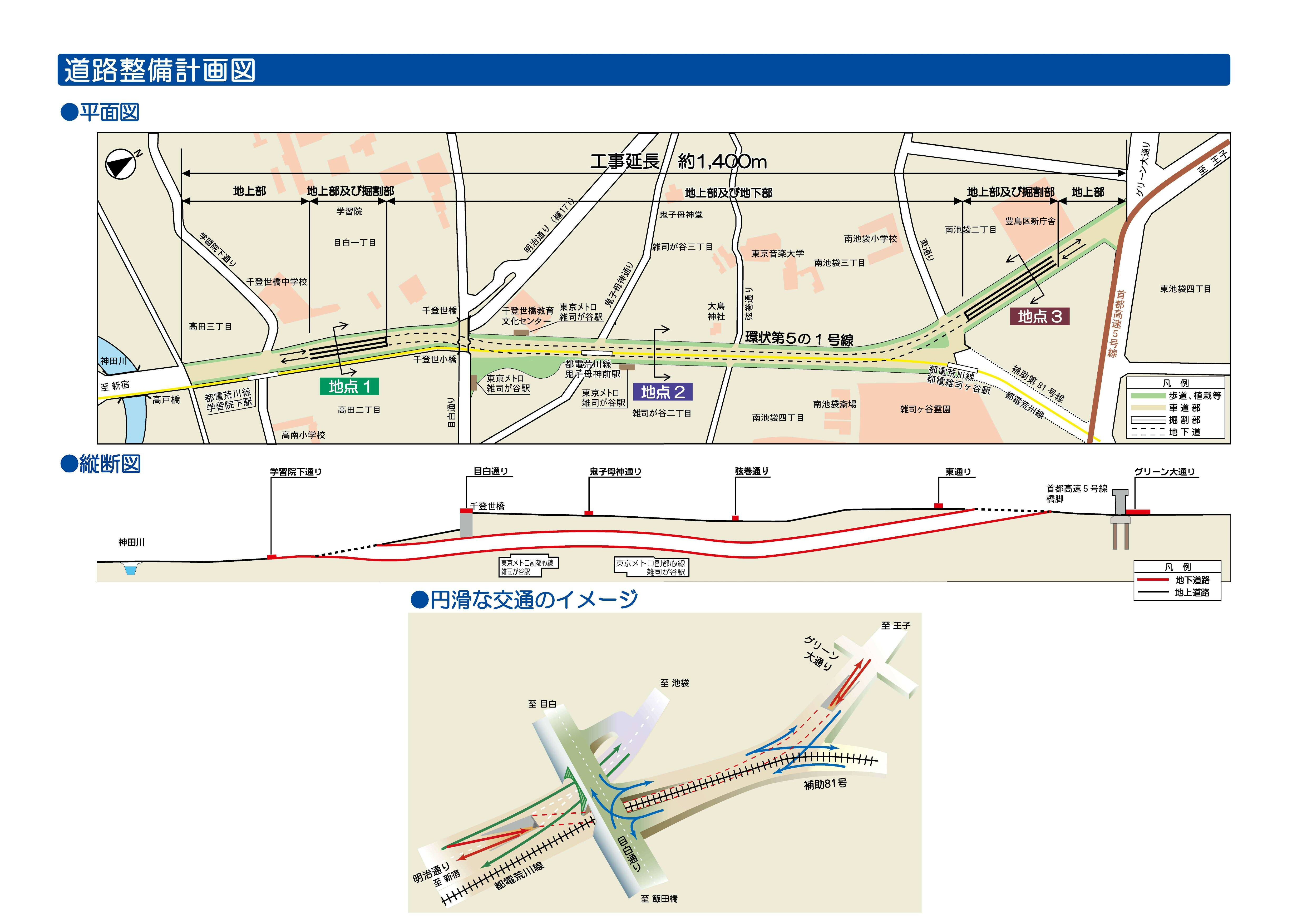 環状第5の1号線 雑司が谷の整備資料。