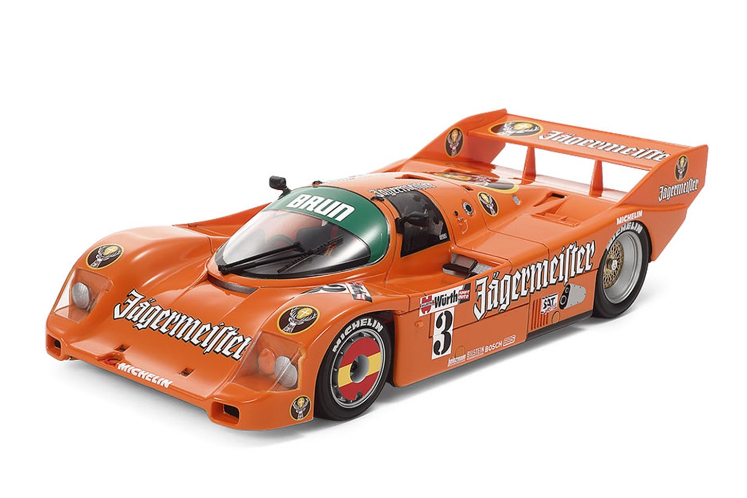 タミヤ1/24スポーツカーシリーズNo.372「ポルシェ962Cイェーガーマイズター」。写真はキットを組み立て塗装したもの。(C)TAMIYA,INC.ALL RIGHTS RESERVED.