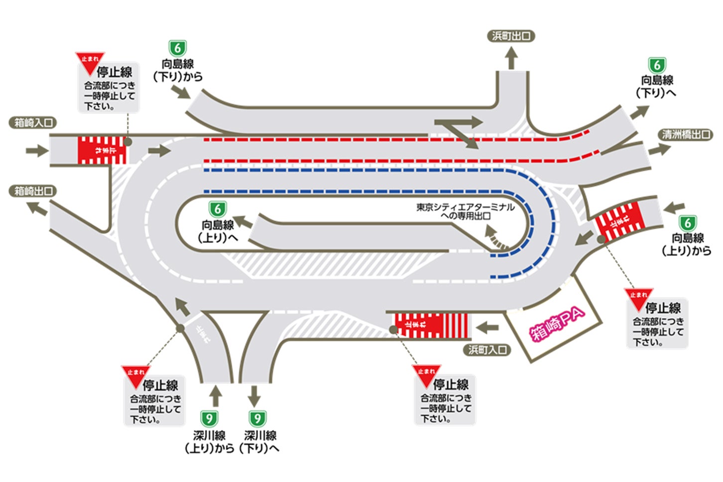 箱崎ロータリーのルート案内図　資料提供：首都高速道路