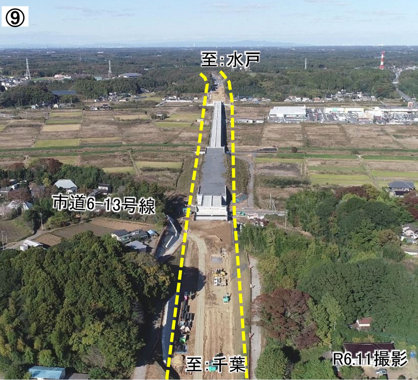 東関東道 鉾田市野友地区の様子。