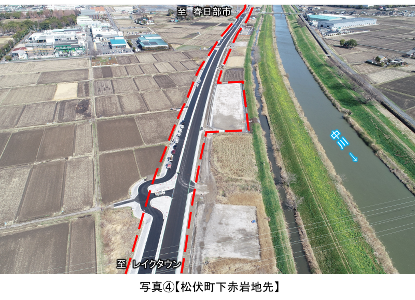 東埼玉道路の様子（松伏町下赤岩）。2025年3月撮影。
