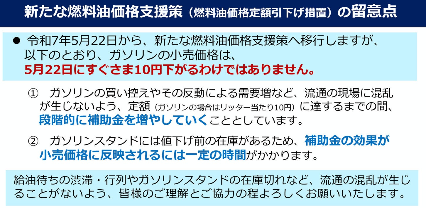 燃料油価格定額引下げ措置の留意点。
