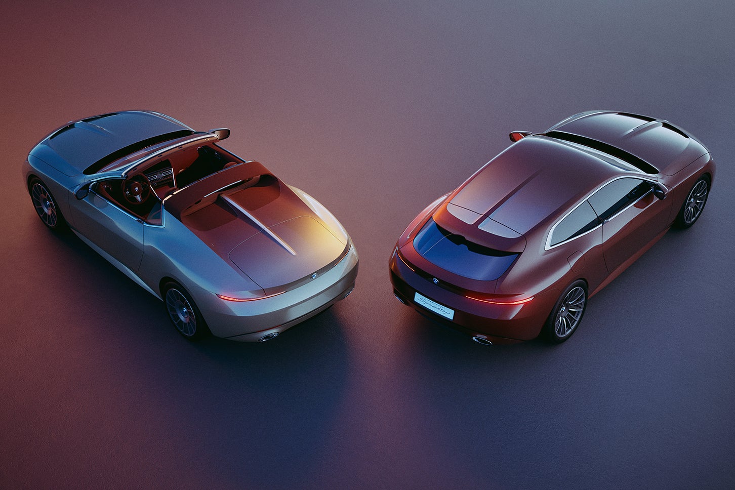 2024年に発表された「BMWコンセプト・スカイトップ（写真左）」と今回発表された「BMWコンセプト・スピードトップ（同右）」