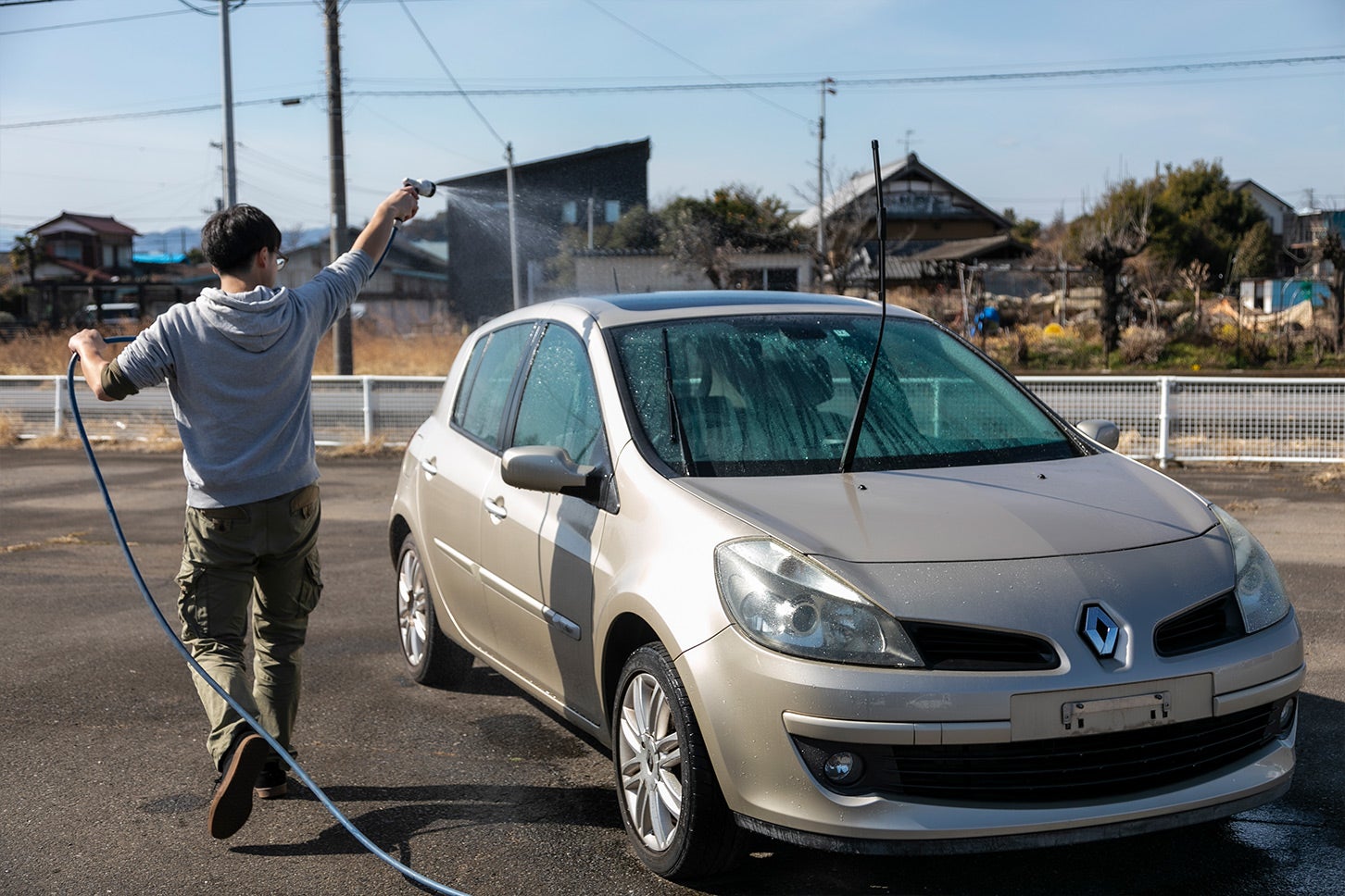 全体の水洗いはもちろん、最も高い位置からはじめましょう！