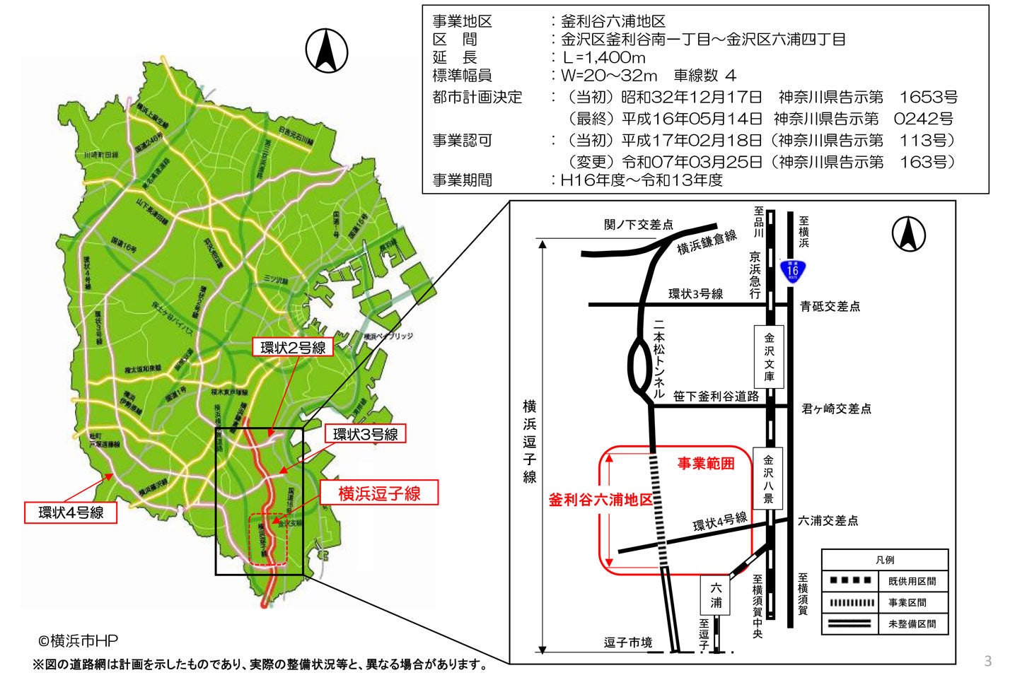 横浜逗子線の事業概要図。