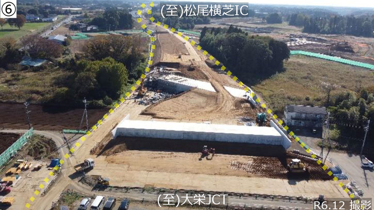 圏央道 圏央成田IC付近の工事状況。2024年12月撮影。