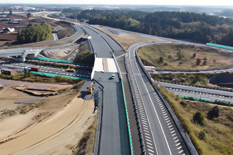 圏央道 大栄JCT付近の工事状況。2024年12月撮影。