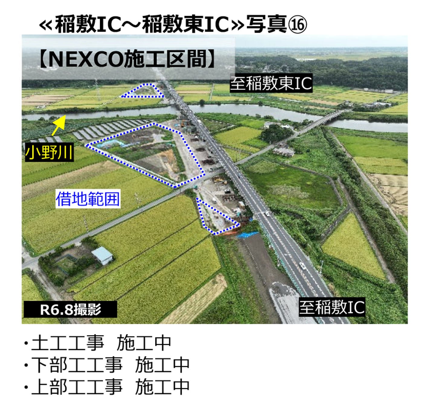 圏央道 稲敷IC〜稲敷東ICの工事状況。