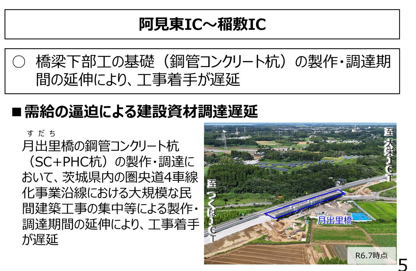 圏央道 阿⾒東IC〜稲敷ICの工事課題。