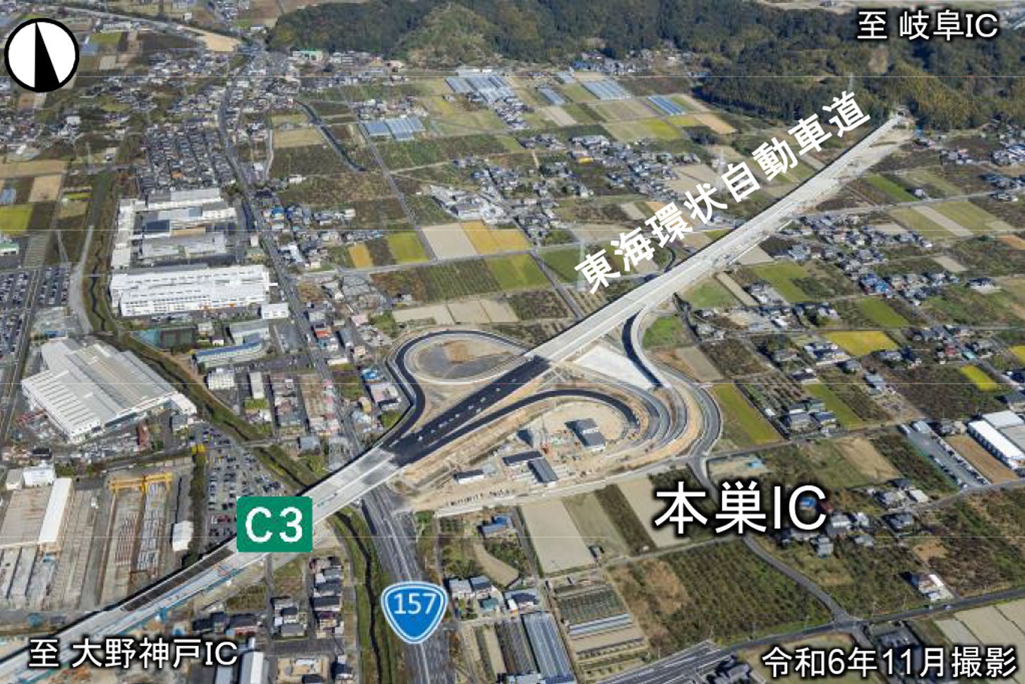東海環状道 本巣IC付近の写真。