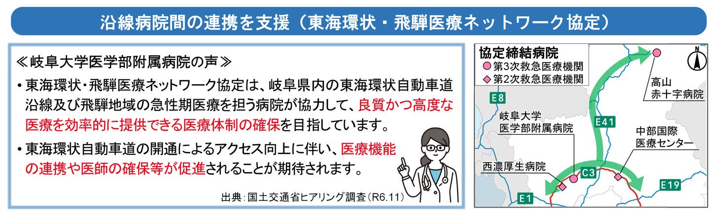 東海環状道によって医療ネットワークが形成される。