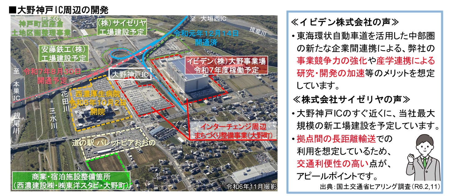東海環状道 大野神戸IC付近の開通メリット。