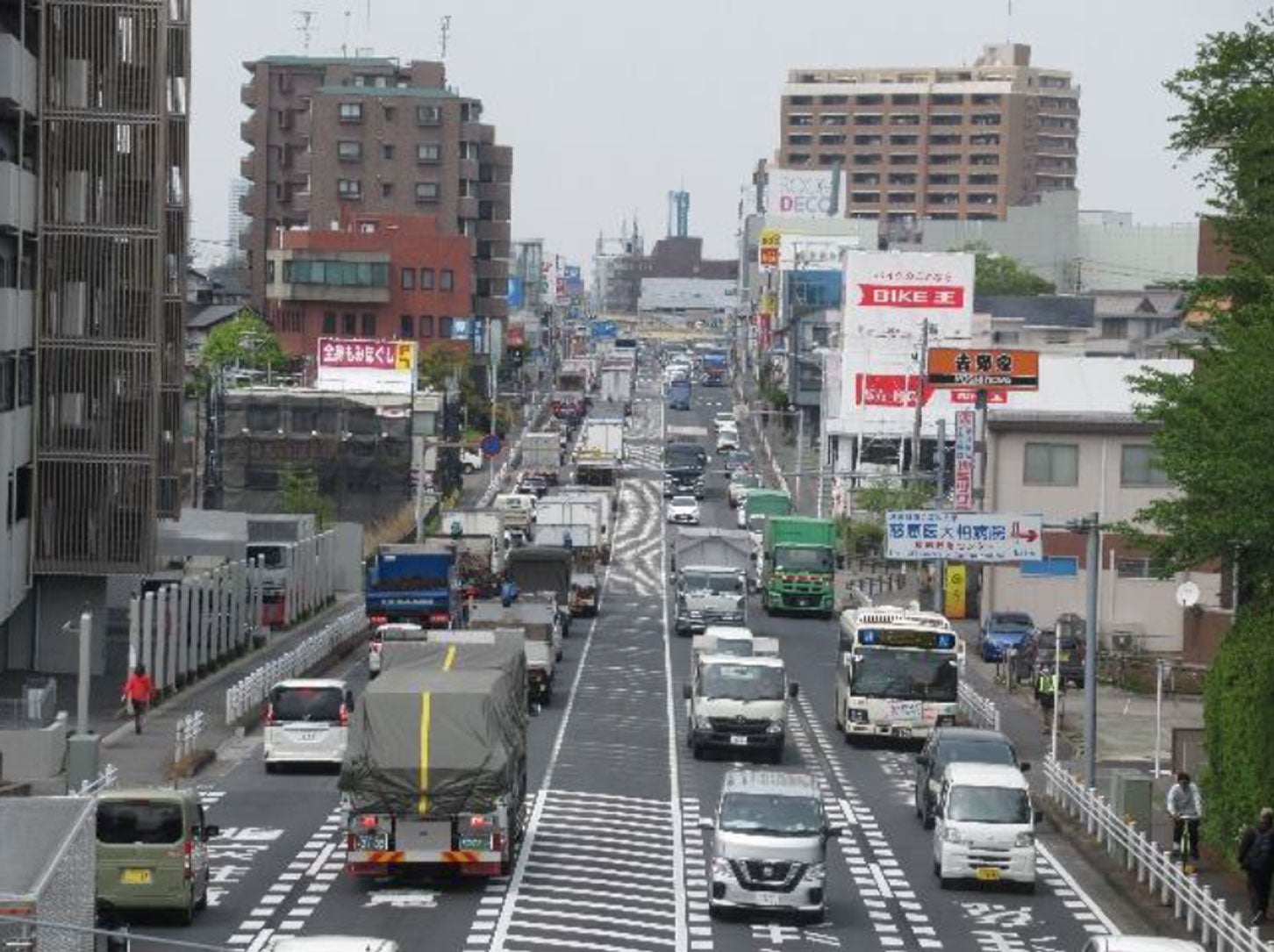 国道16号（柏市）の混雑状況。