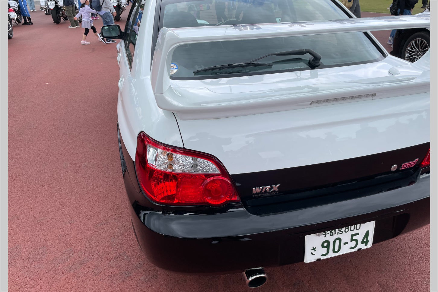 モビリティリゾートもてぎに展示された「インプレッサWRX STi」パトカー。
