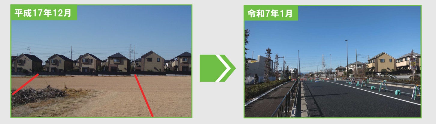 放射第7号線（大泉）西側区間の整備状況。