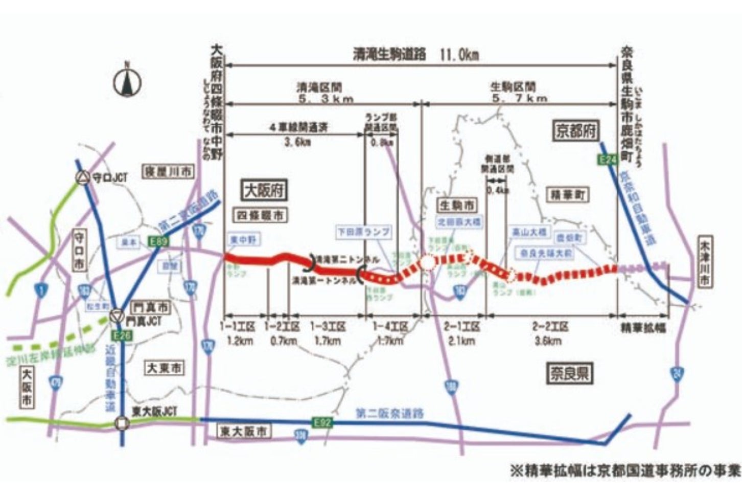 清滝生駒道路の概要。