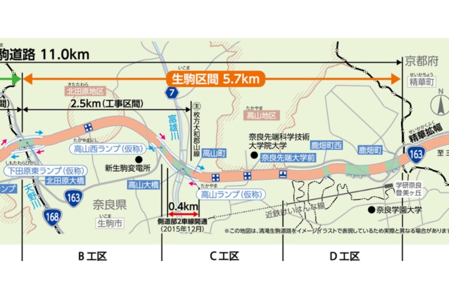 清滝生駒道路の概要。