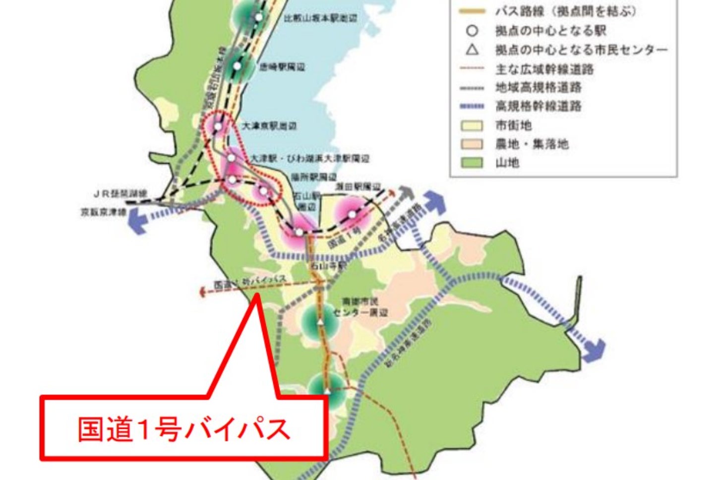 「滋賀京都連絡道路」の概略図。