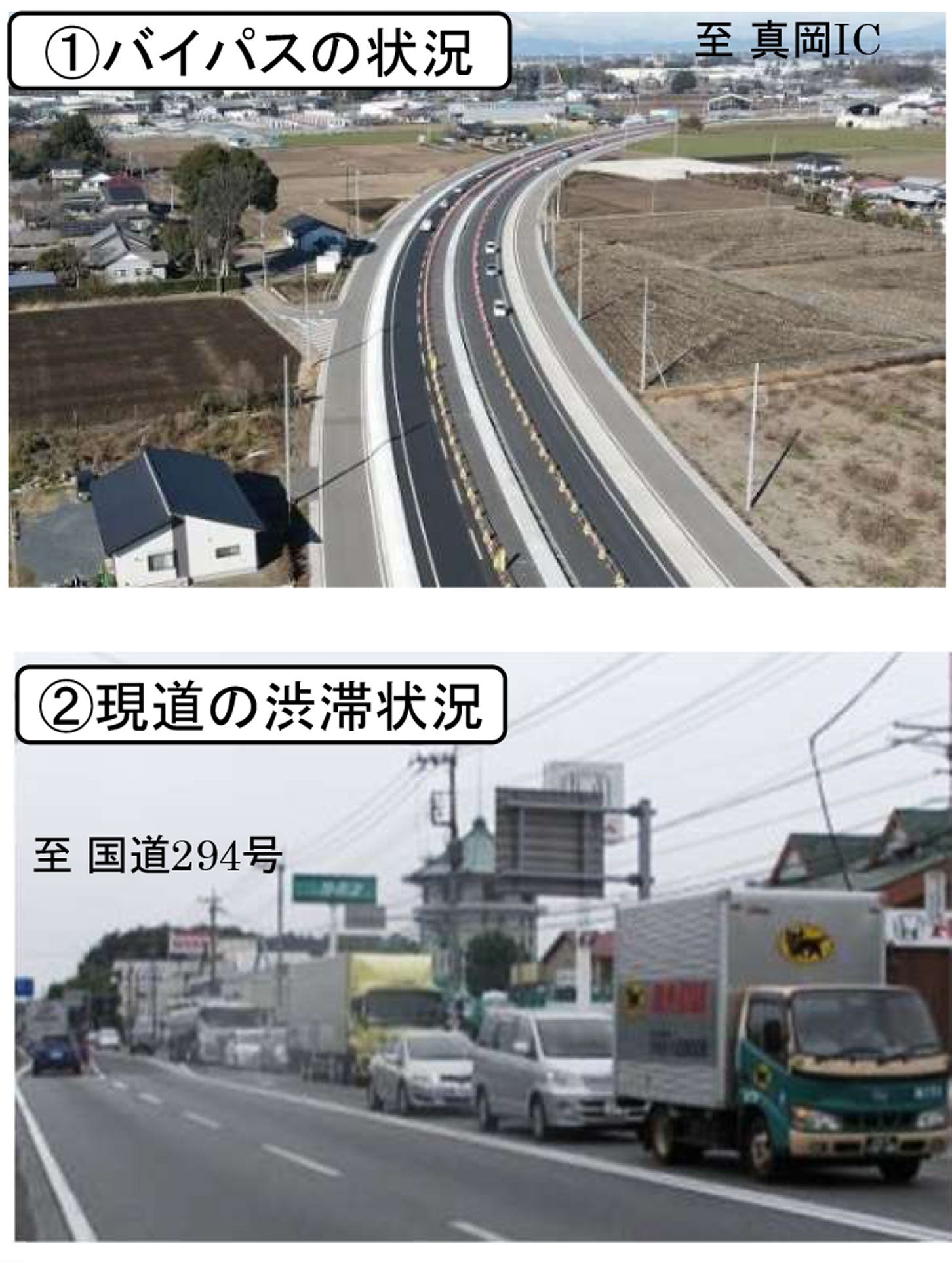 「真岡南バイパス」4車線区間の様子。
