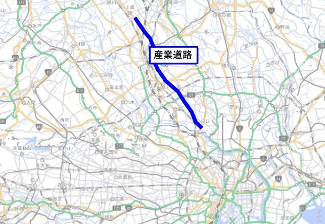 産業道路の概要。JR京浜東北線に並行するように南北を貫く道路。