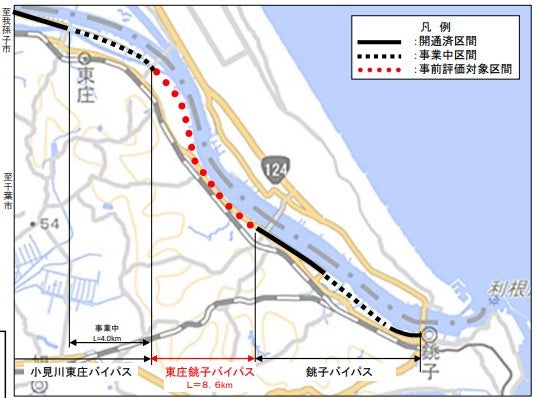 利根川の千葉県側で整備中の国道356号バイパス
