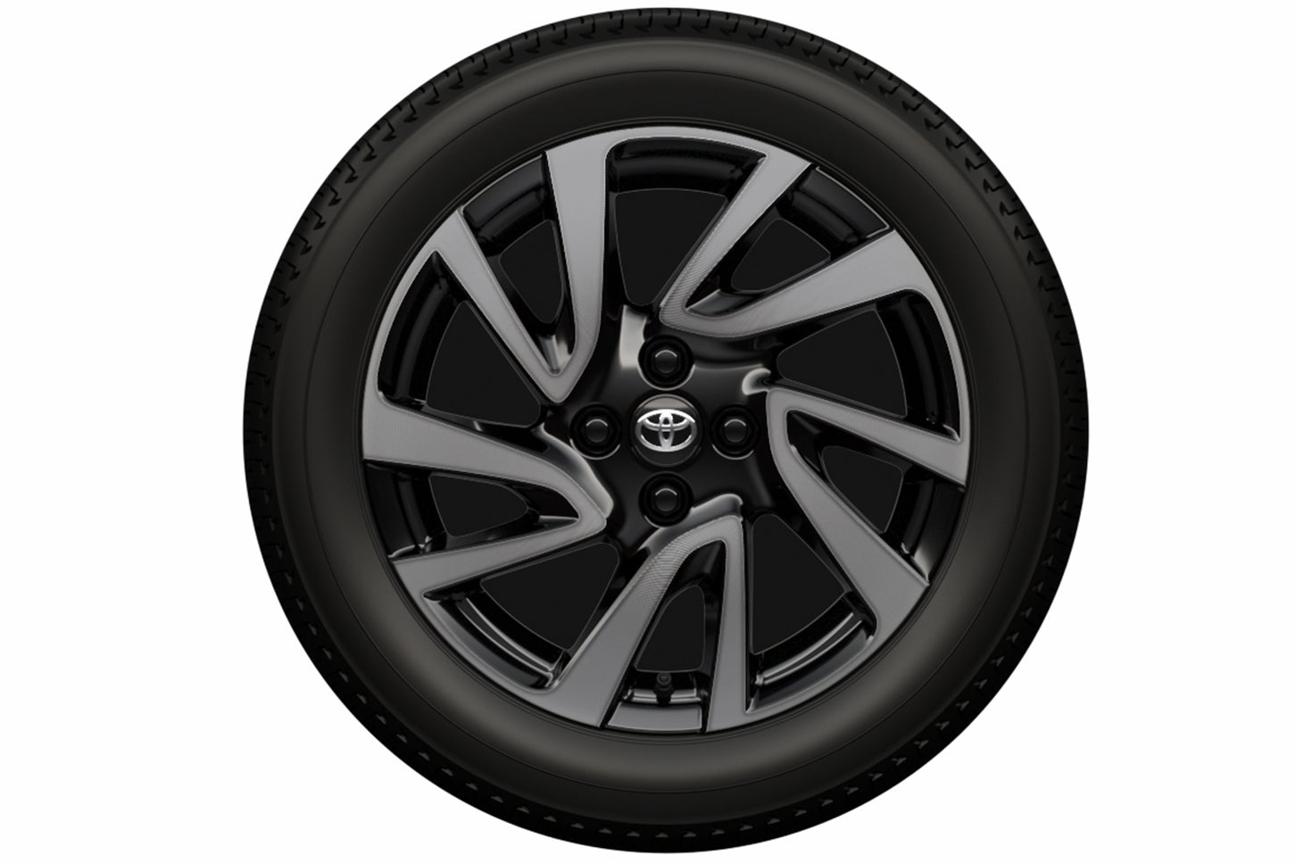 トヨタ・アクア｜195/55R16タイヤ＆16×6Jアルミホイール（ダーククリア切削光輝＋ブラック塗装／センターオーナメント／ブラック塗装ホイールナット付）