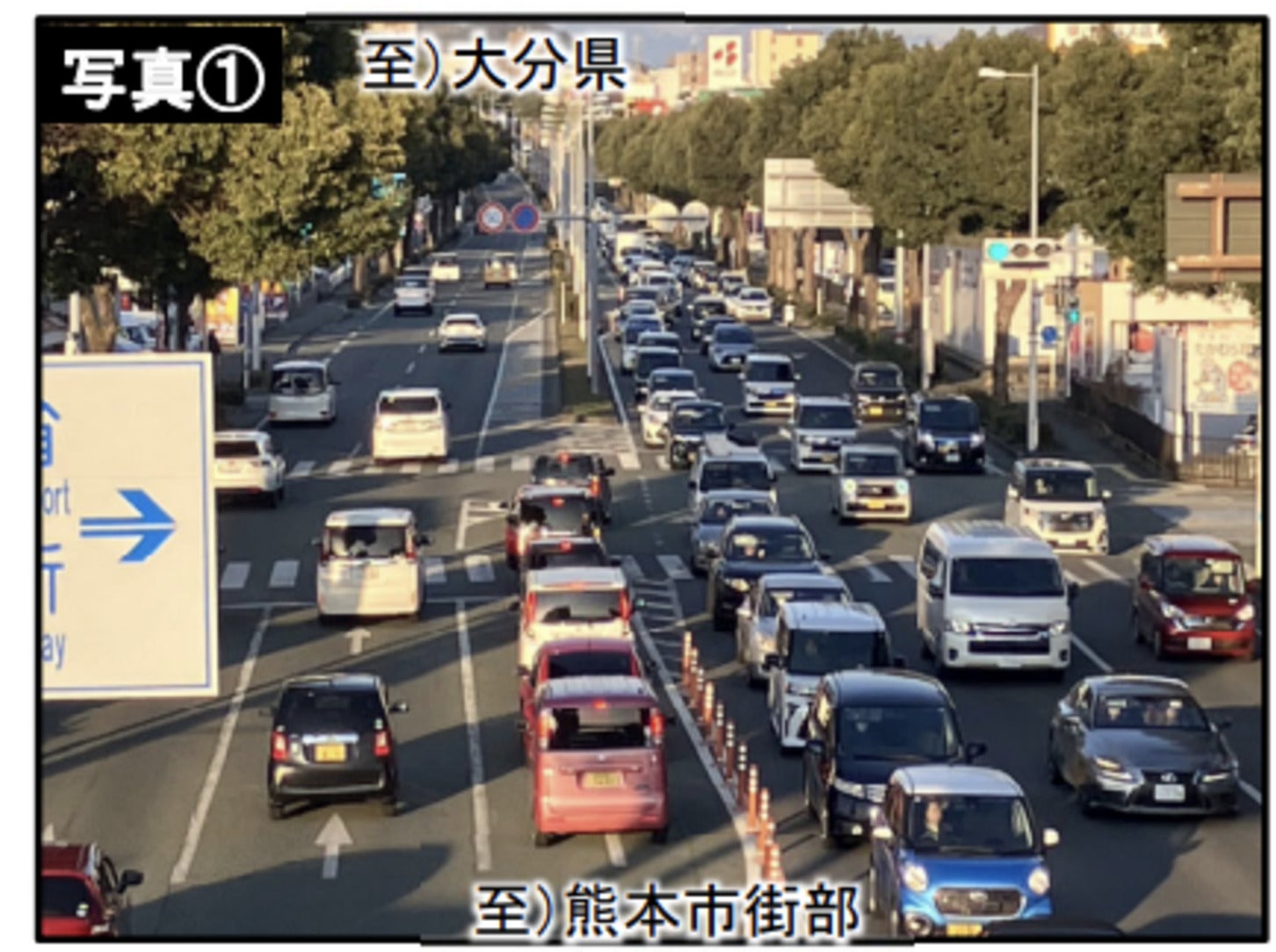 熊本環状連絡道路近く、国道57号線の渋滞