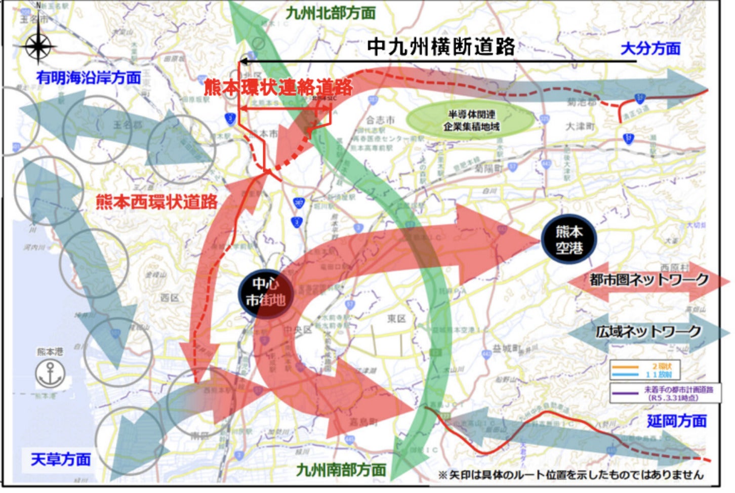 熊本都市圏のネットワーク全体像。