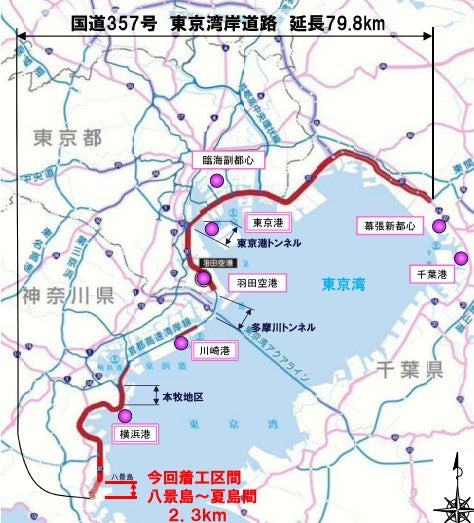 国道357号「東京湾岸道路」の概要。