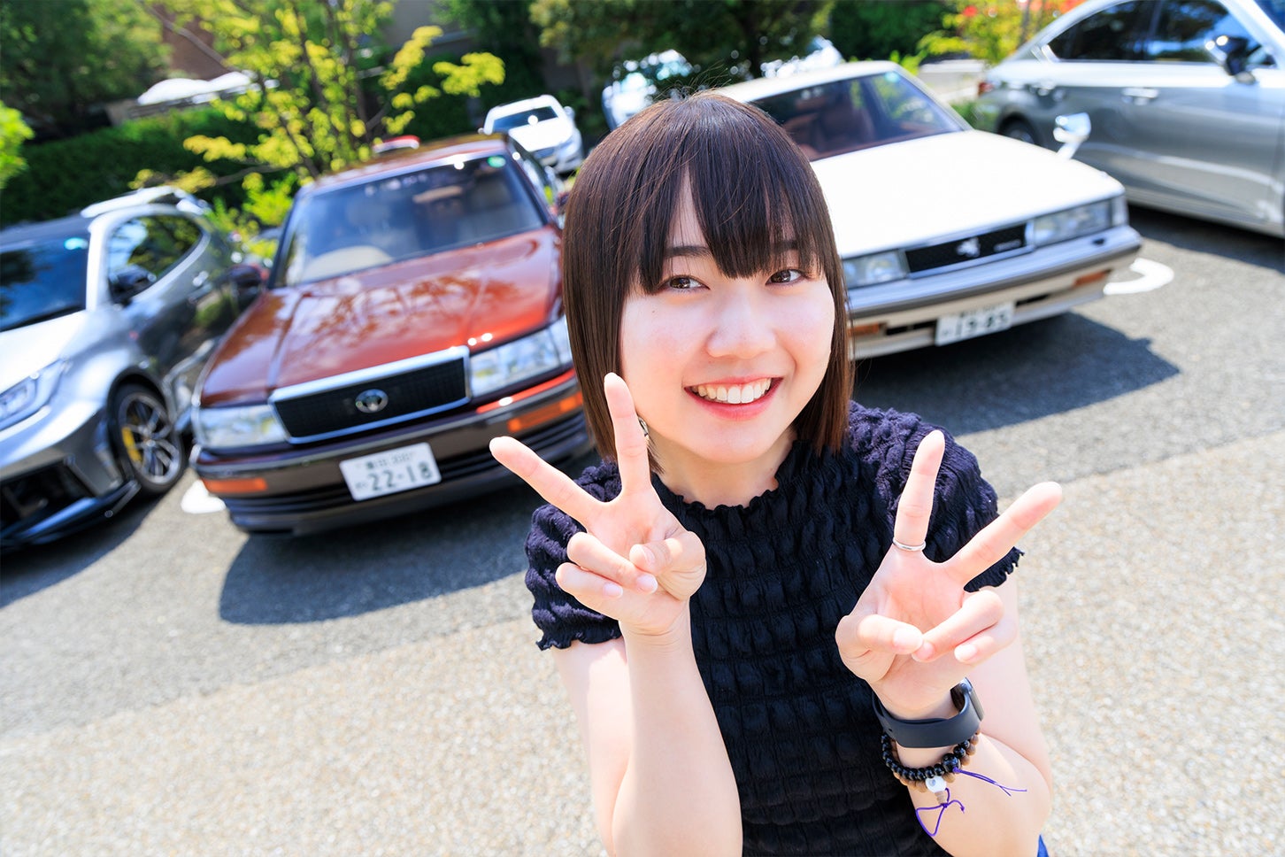 じゃん! 初代ソアラ/セルシオの前で記念撮影です。