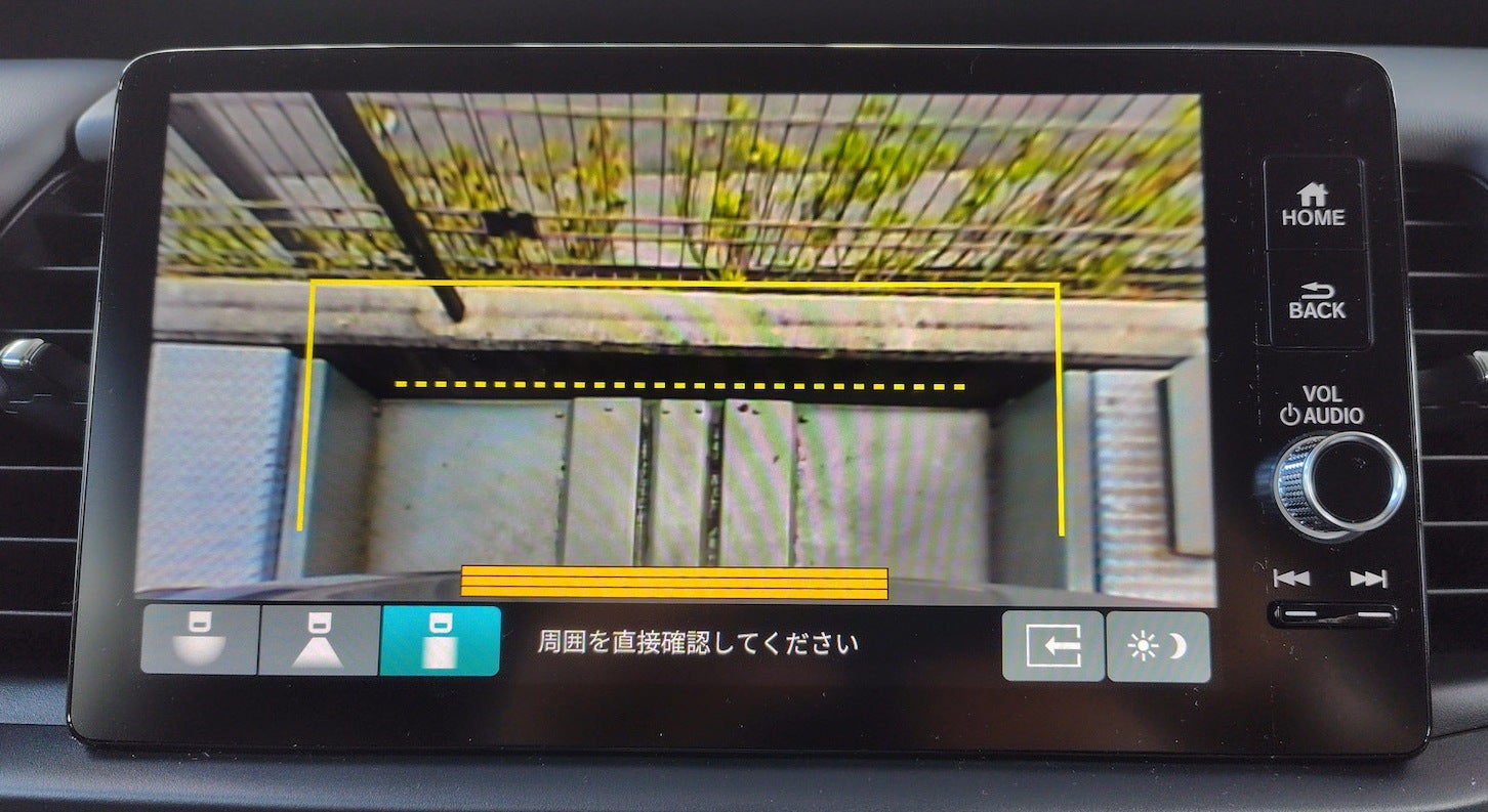 ホンダ フィット HOMEのリアカメラ真上モード画面