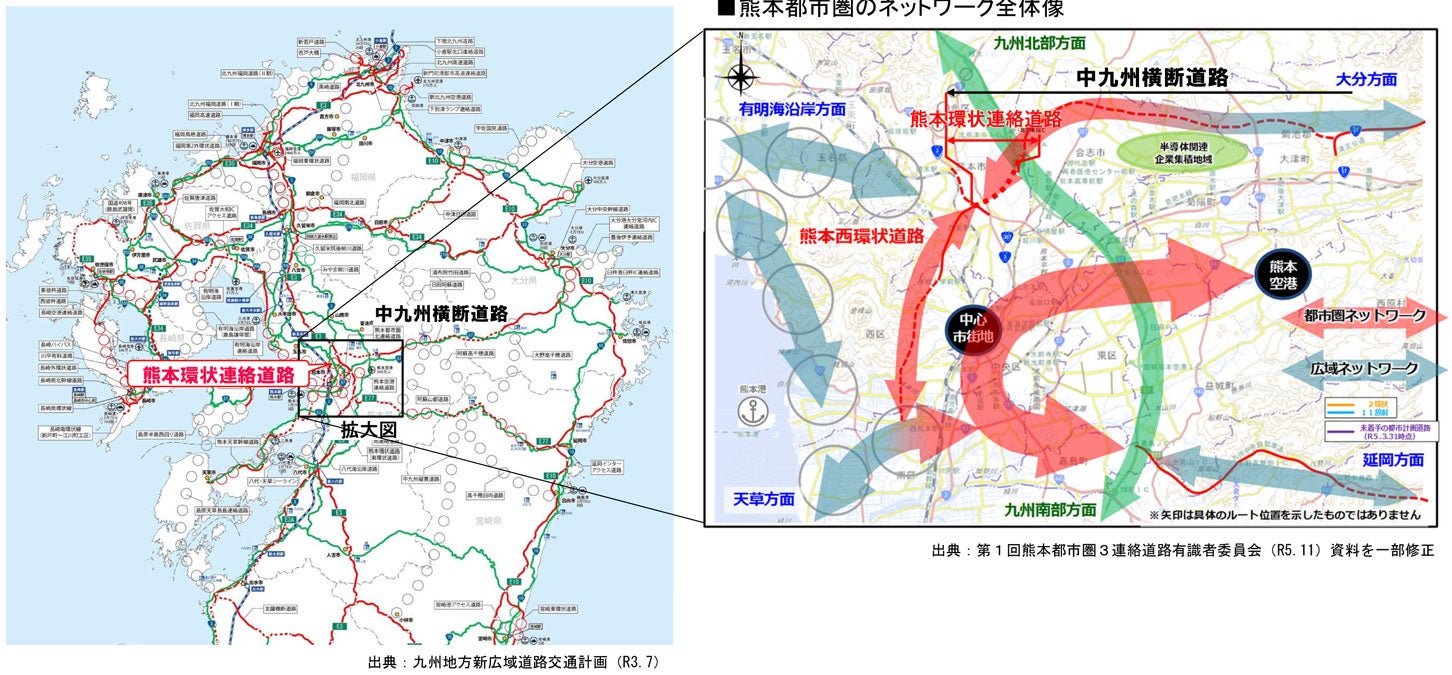 熊本都市圏のネットワーク全体像。