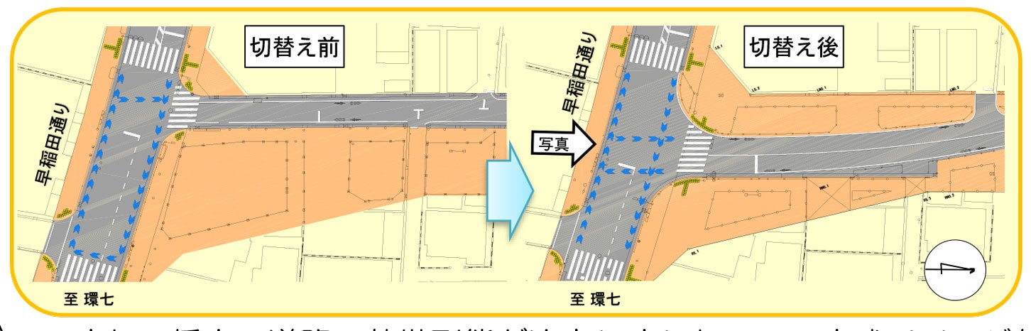 交差点の切り替え前後の概要。
