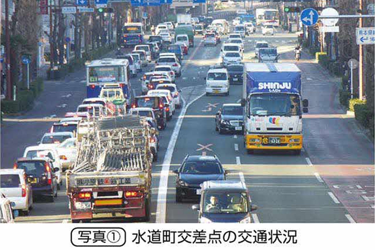 熊本市の中心市街地における混雑状況。