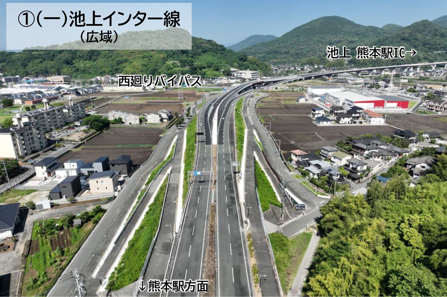 池上インター線の工事進捗状況。