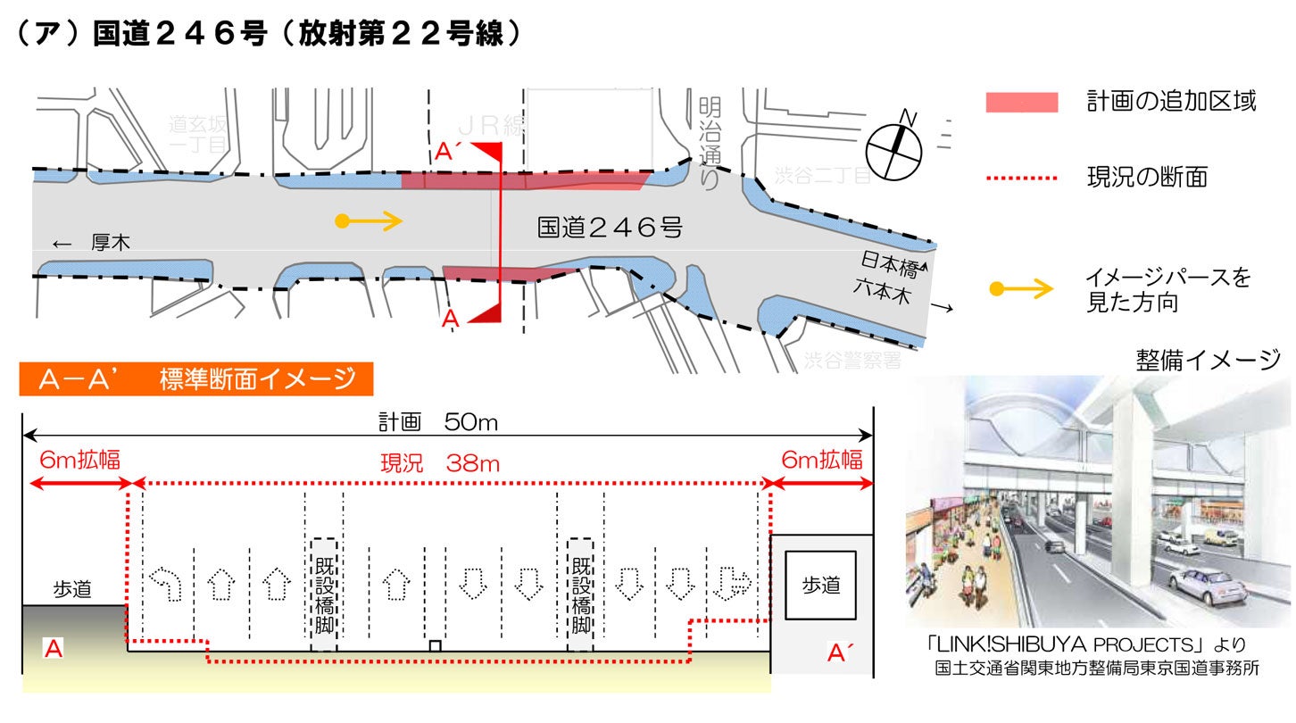 国道246拡幅事業の概要図。