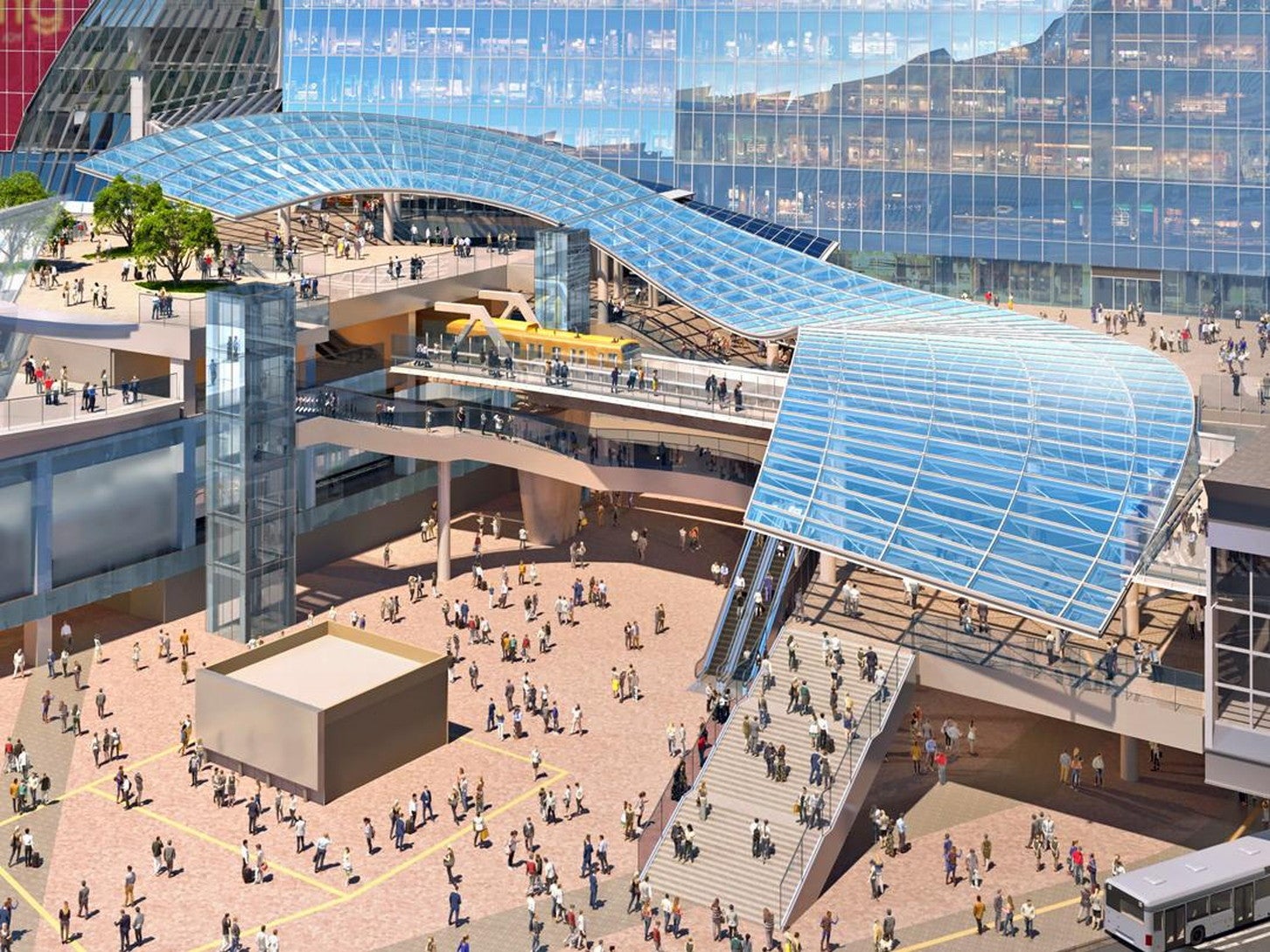 再開発後の渋谷駅のイメージパース。