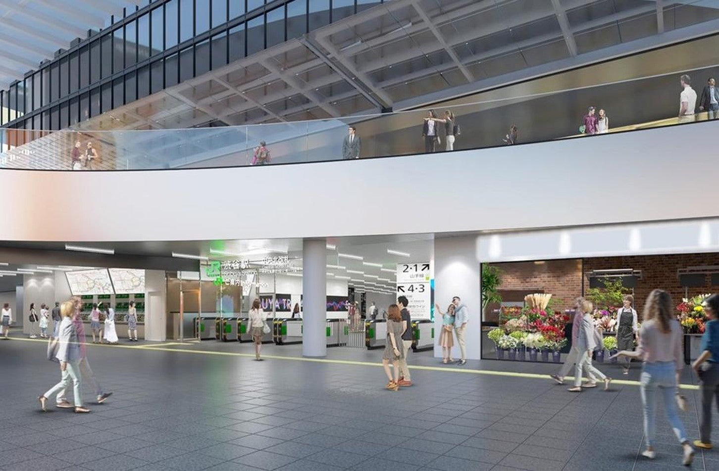 再開発後の渋谷駅のイメージパース。