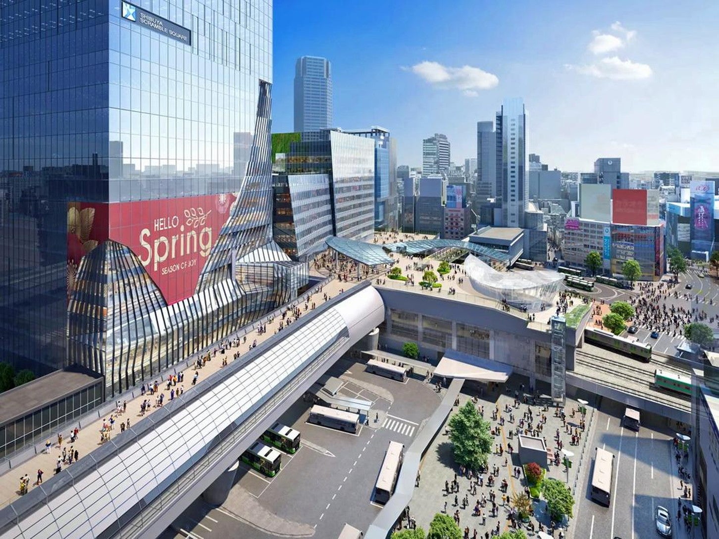 再開発後の渋谷駅のイメージパース。