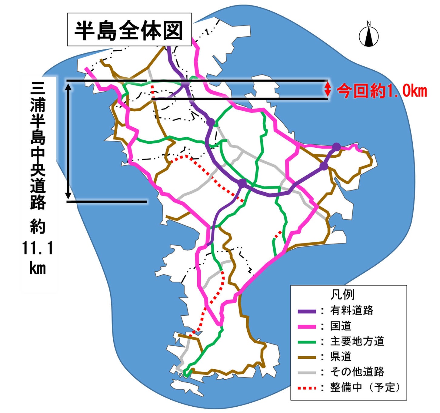 三浦半島中央道路の概要。