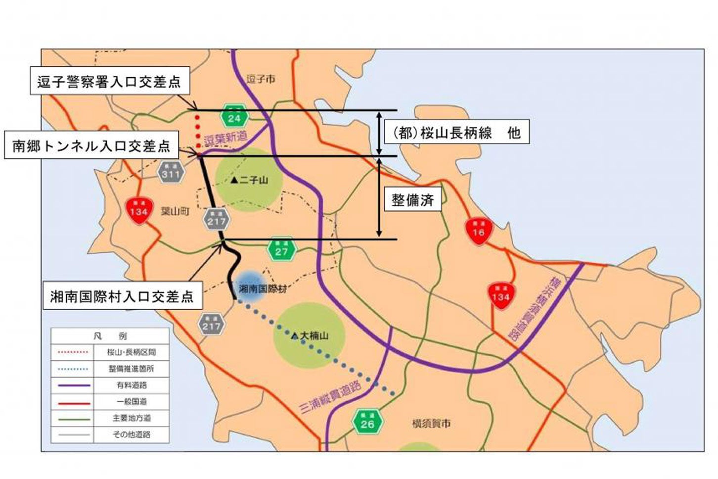 三浦半島中央道路の概要。