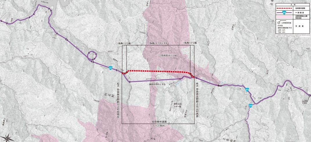 伯母峯峠道路の概要。