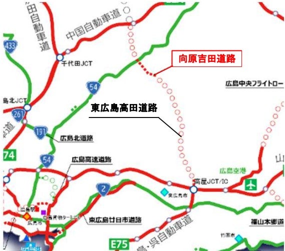 東広島高田道路のうち、2025年5月に完成した「向原吉田道路」。